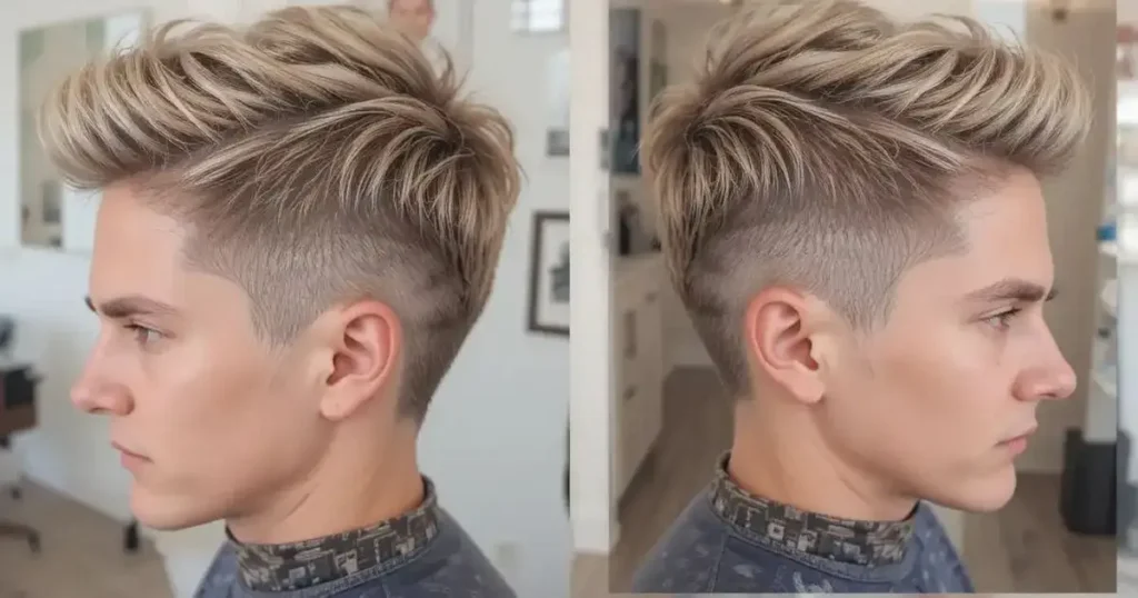Short Blonde Waves with Taper Faded Sides