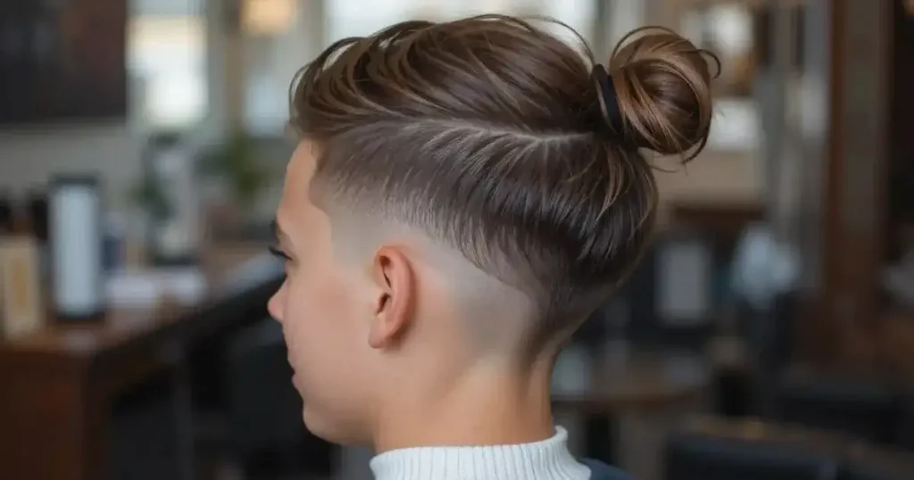 Top Knot with Low Taper Fade